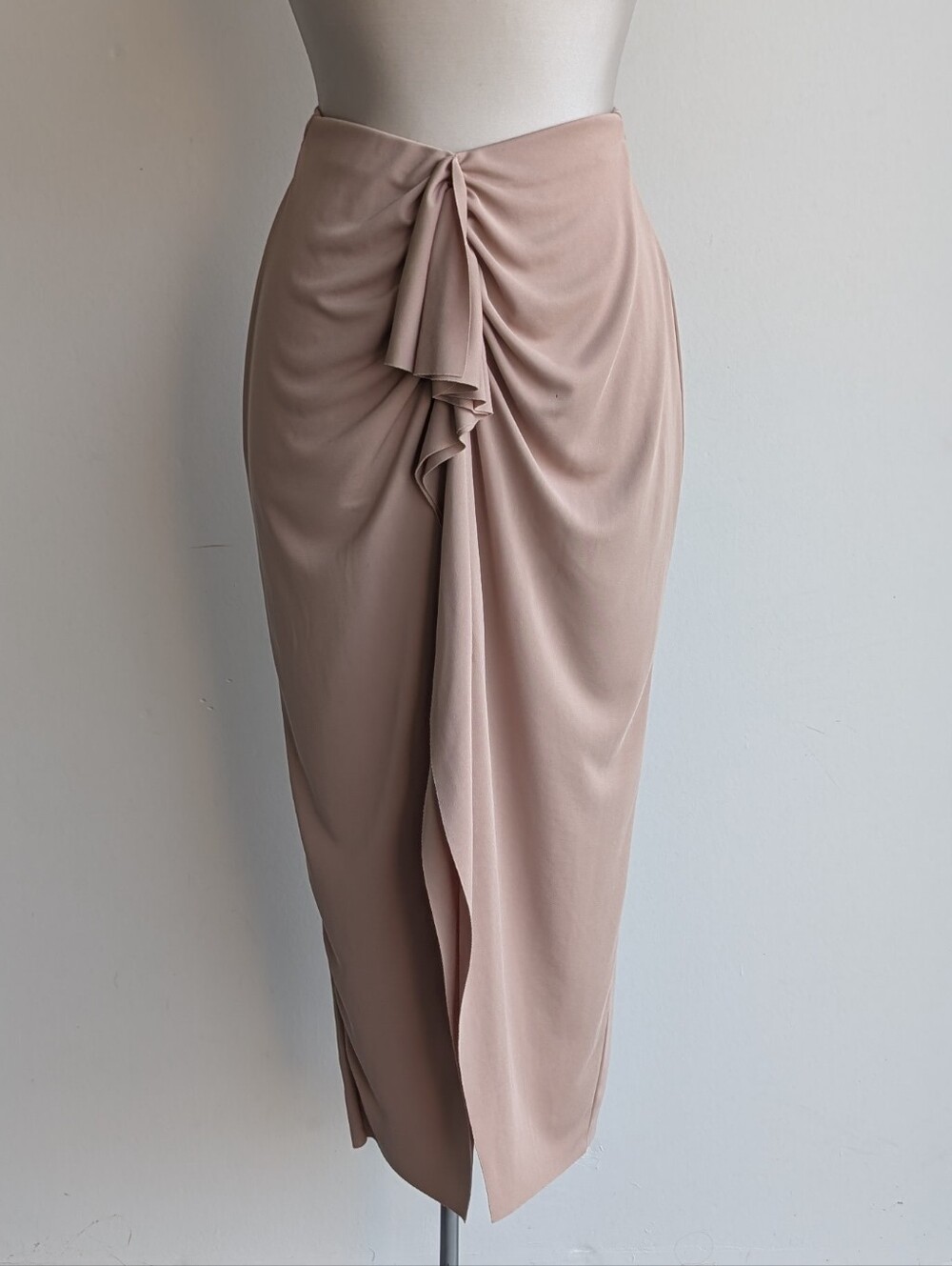 Draped Midi Skirt in Nude